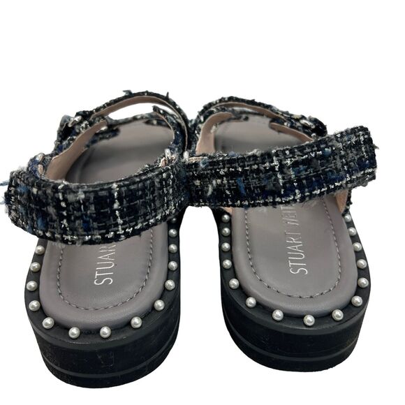 Stuart Weitzman Zoe Lift Embellished Tweed Platform Sandals Size 8B - Picture 4 of 9